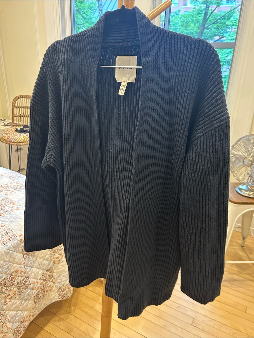 Part two Dark Navy Ribbed Open Cardigan - Picture 6 of 10